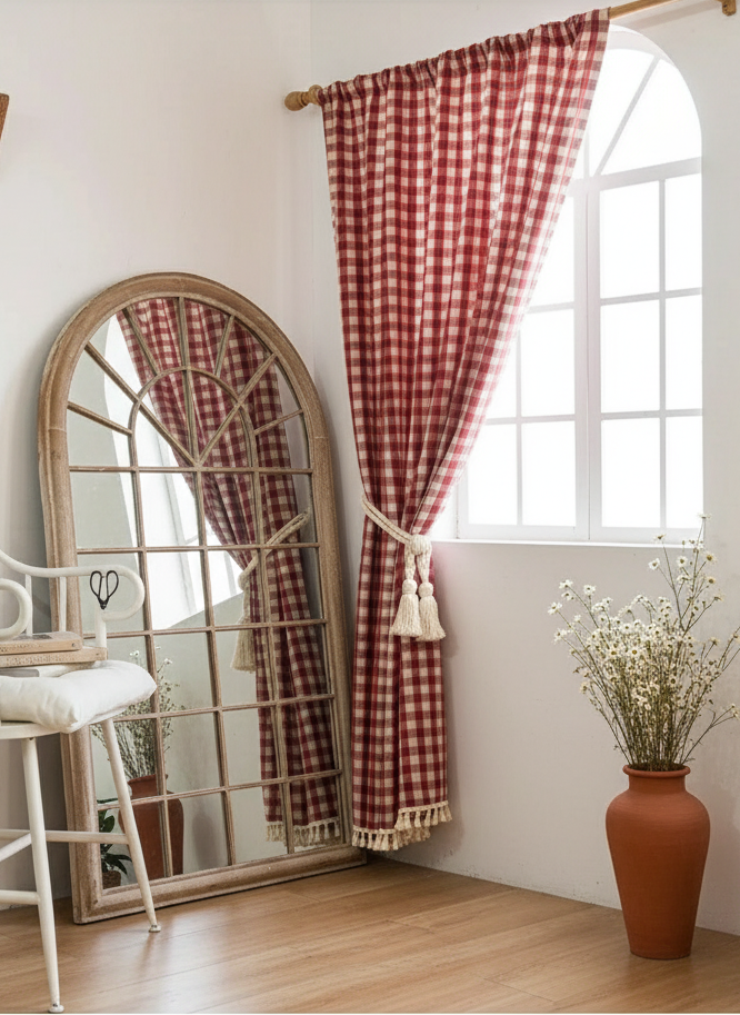 Rideau carreau rouge et blanc | Campana | Instant Rideau