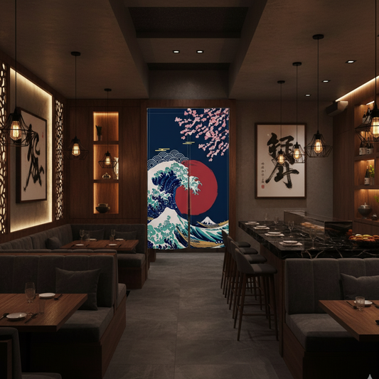 Rideau japonais cerisier de porte japon | Noren | Instant Rideau