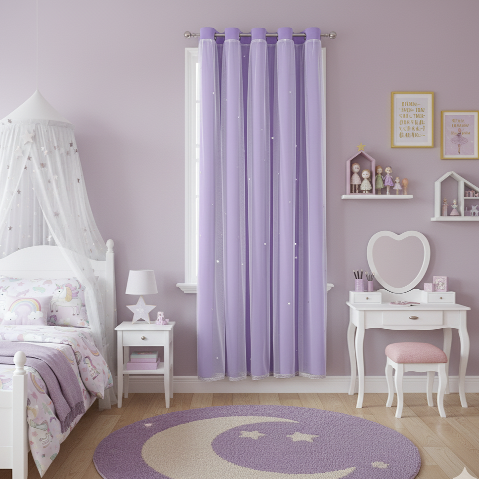 Rideau fille violet chambre enfant occultant | Kidy | Instant rideau 