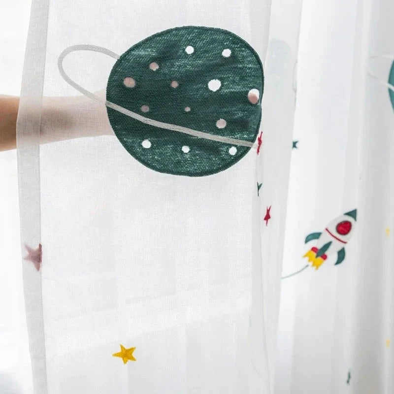 Rideau chambre enfant garçon | Space | Instant Rideau Blanc / L100 X H180cm / Oeillets