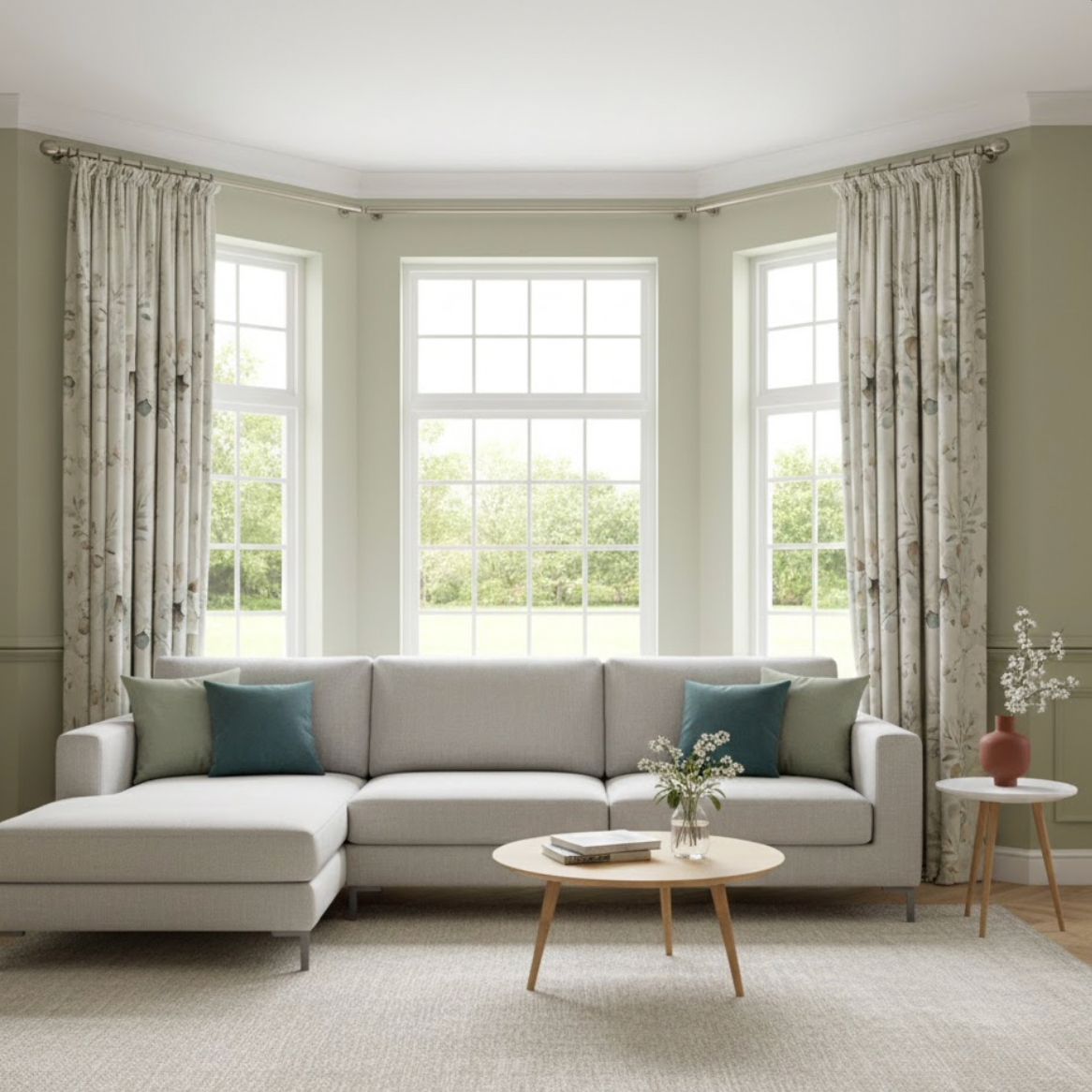 Rideau chambre floral avec feuilles marron élégant | Outono | Instant Rideau