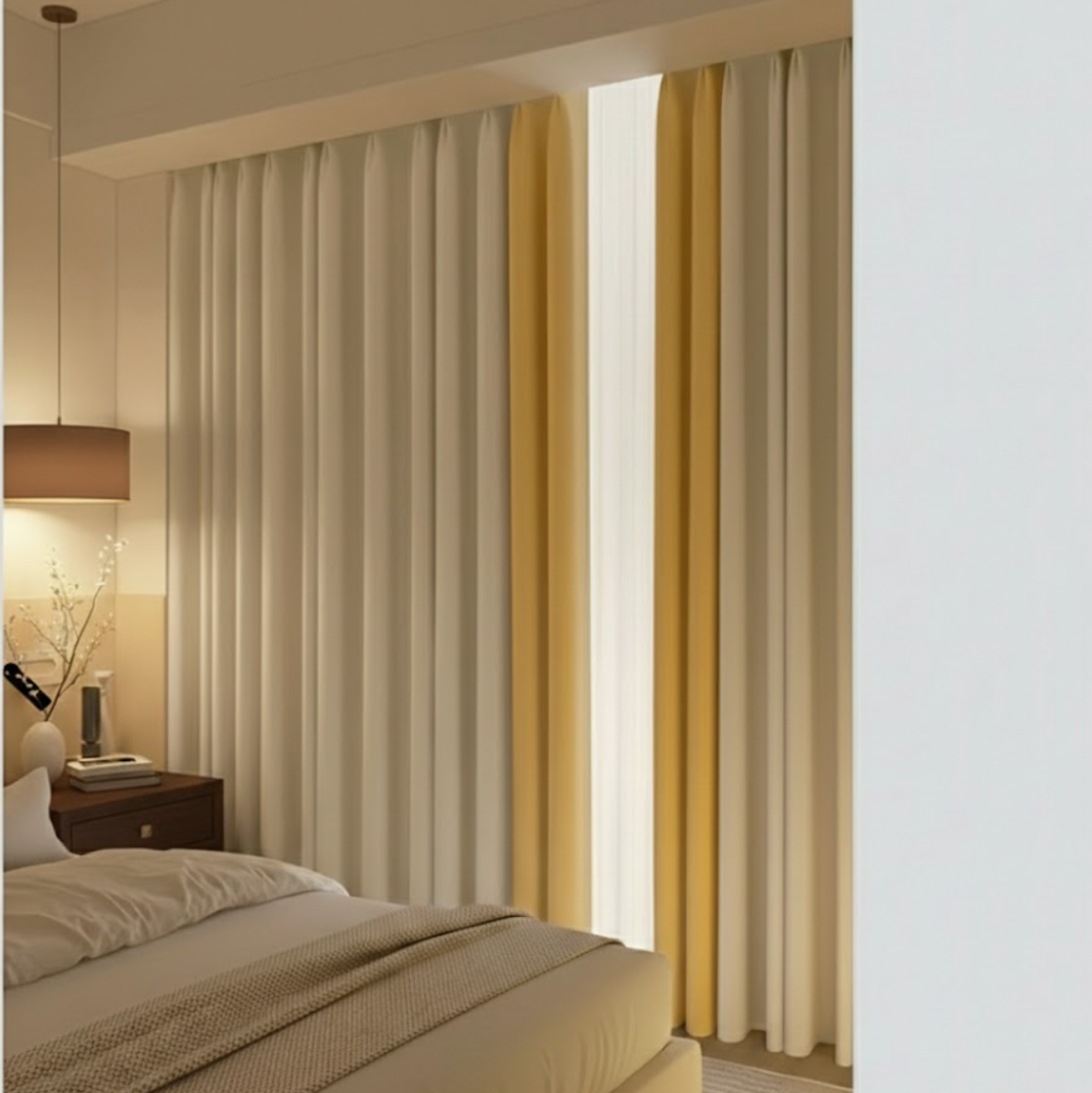 Rideau coton et lin insonorisé beige-jaune crochets | Silencio II | Instant Rideau