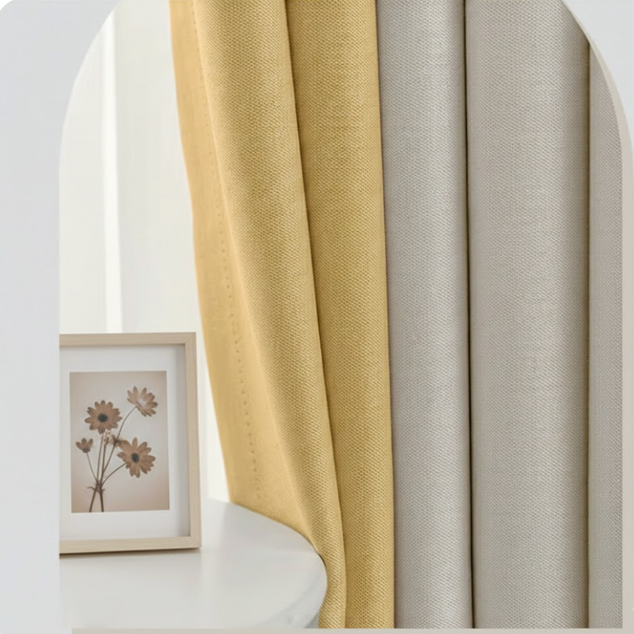 Rideau coton et lin insonorise beige-jaune tissus | Silencio II | Instant Rideau