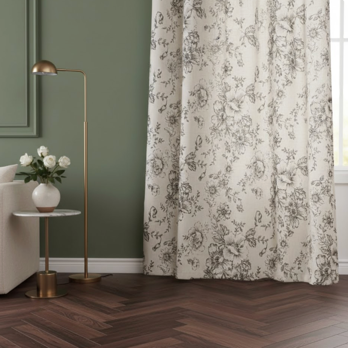 Rideau coton lin à fleurs pour salon, design naturel et ambiance chaleureuse | Cotale | Instant rideau