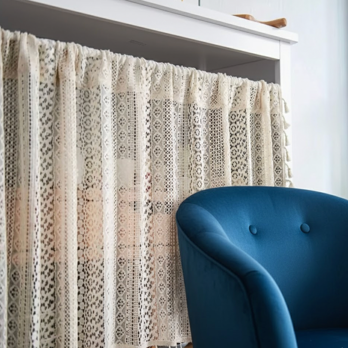 Rideau court dentelle beige | Pampia | Instant Rideau