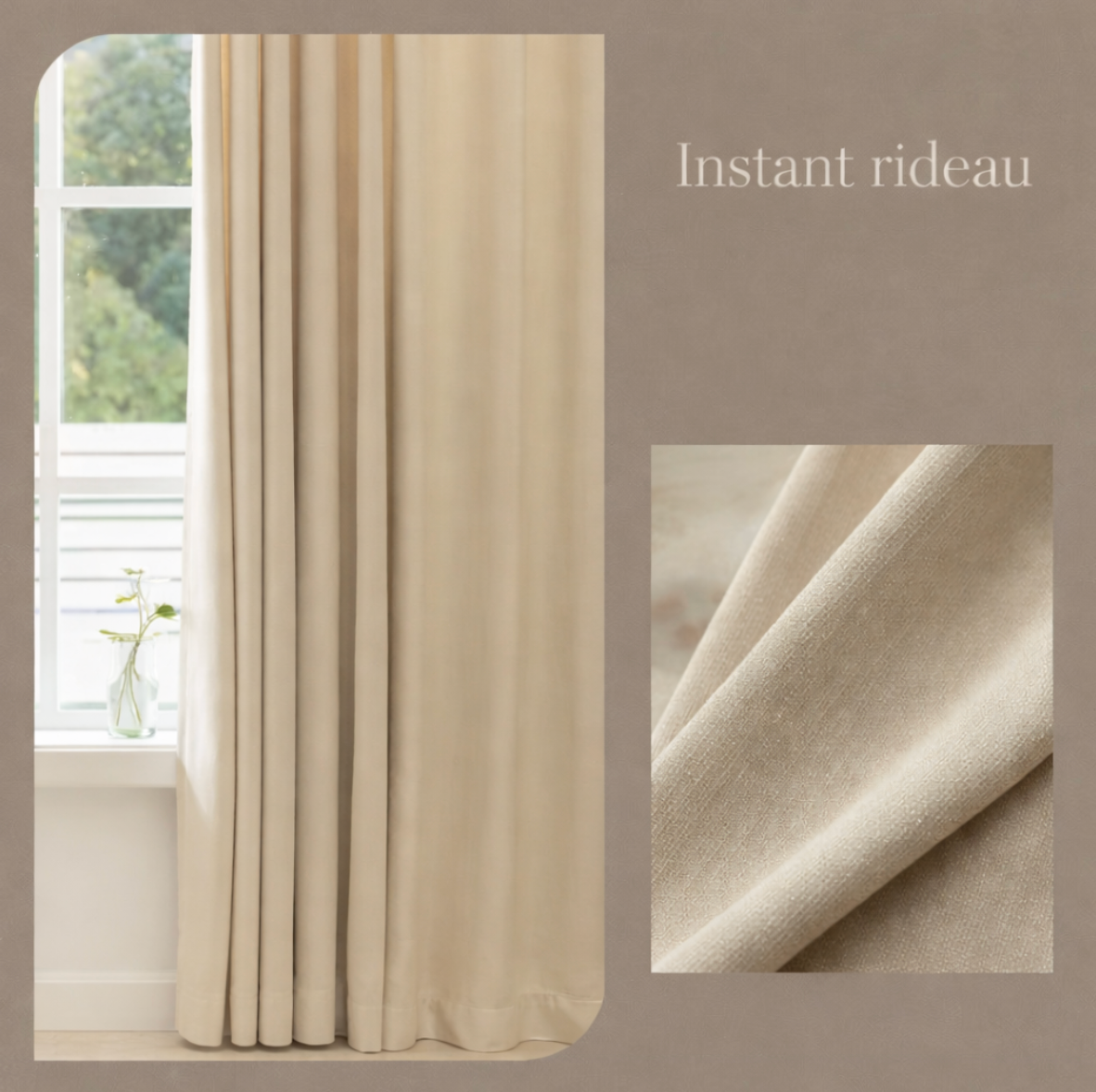 Rideau crème occultant et anti-bruit, parfait pour un intérieur lumineux et calme | Sonara | Instant rideau