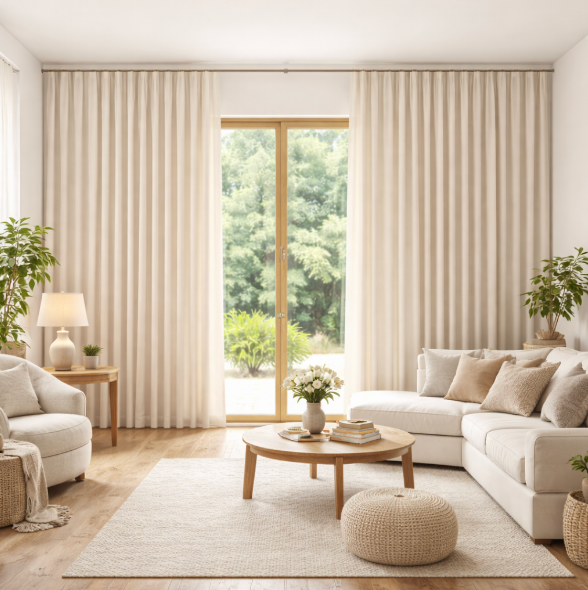 Rideau crème disponible sur mesure pour un ajustement parfait et raffiné | Sonara | Instant rideau