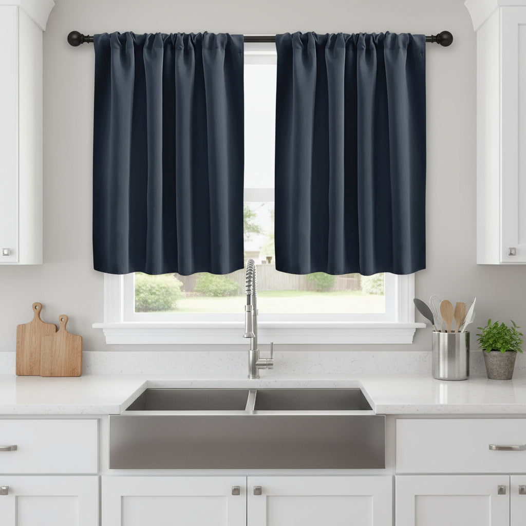 rideau de cuisine bleu marine | Aromis | Instant rideau
