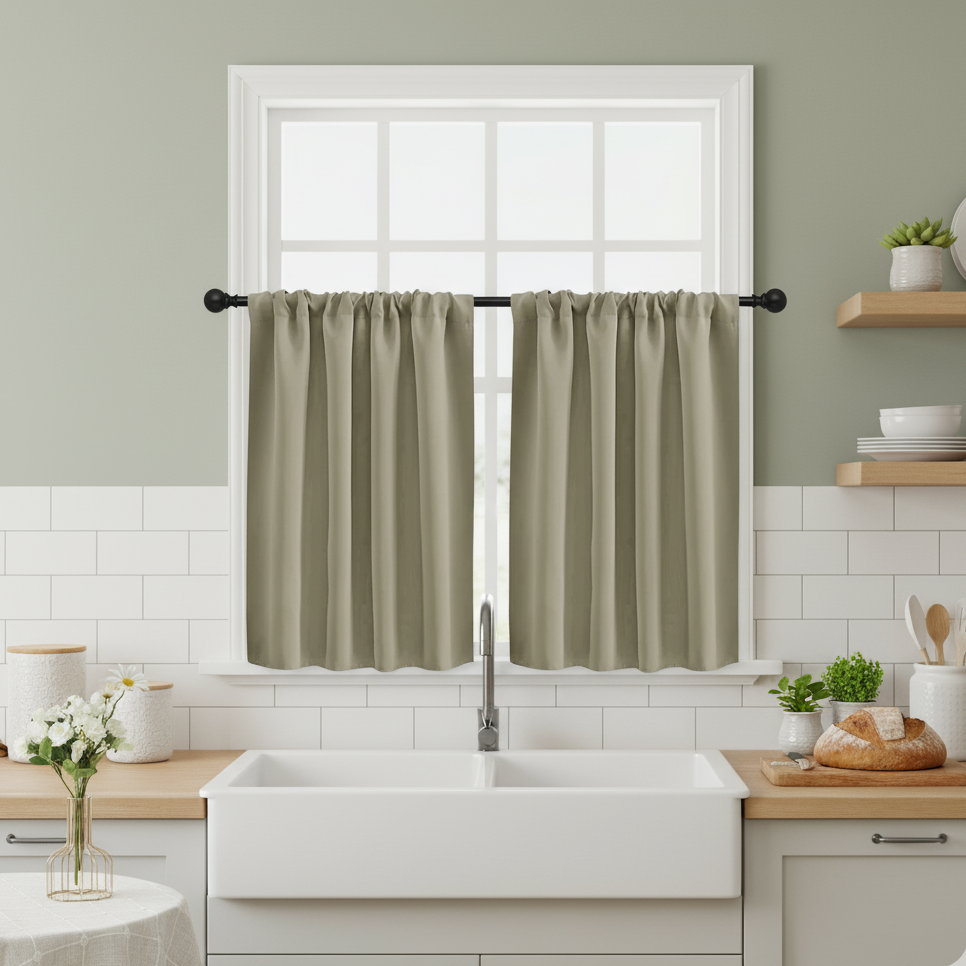 rideau de cuisine kaki | Aromis | Instant rideau