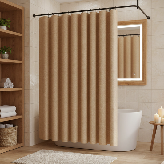 Rideau de douche marron élégant et moderne dans salle de bain | Dush | Instant rideau 