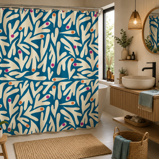 Rideau de douche original avec motifs vintage tendance pour apporter couleur, personnalité et charme à votre salle de bain | Punchy | Instant Rideau