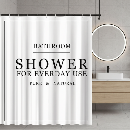 Rideau de douche original design noir et blanc pour salle de bain avec écriture | Hydra | Instant rideau 