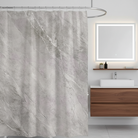 Rideau de douche couleur gris clair salle de bain style marbre | Marbrelle | Instant rideau 