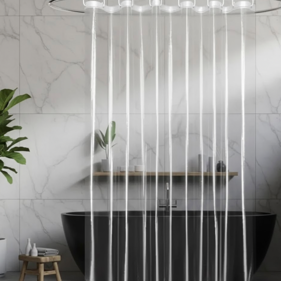 Rideau de douche transparent pour salle de bain anti-moisissure | ola | Instant Rideau