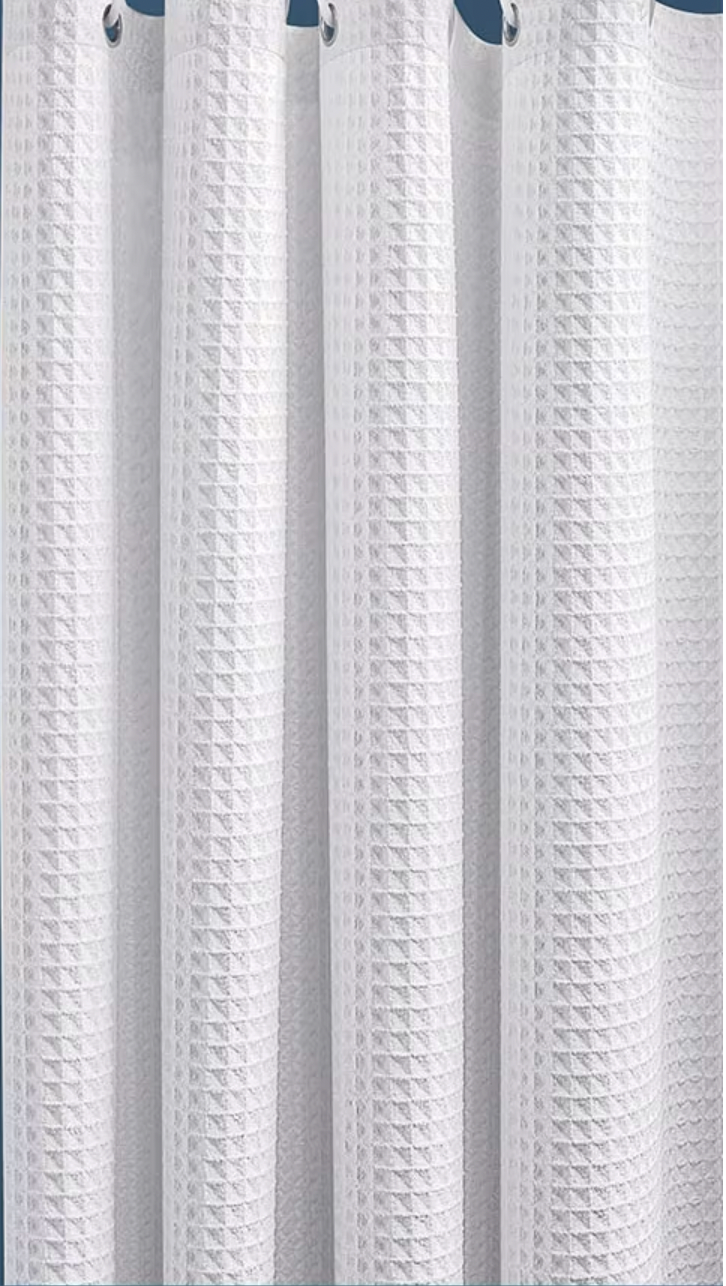 Rideau de douche design blanc texture gaufre, solution élégante et fonctionnelle | Gofry | Instant Rideau