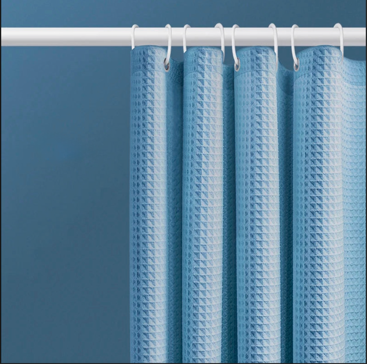 Rideau de douche bleu épais effet gaufre, imperméable et anti-moisissure pour salle de bain moderne | Gofry | Instant Rideau
