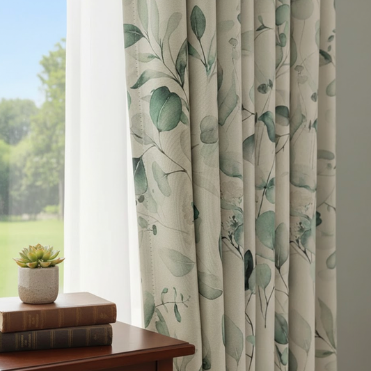 Rideau floral  à fleurs vertes haut ombrage | Outono | Instant Rideau