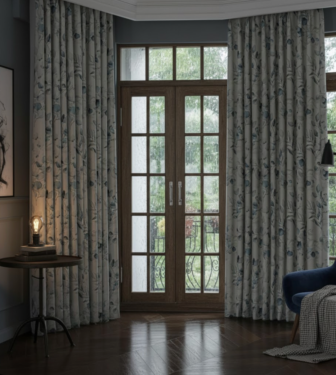 Rideau floral à haut ombrage pour décoration maison | Outono | Instant Rideau