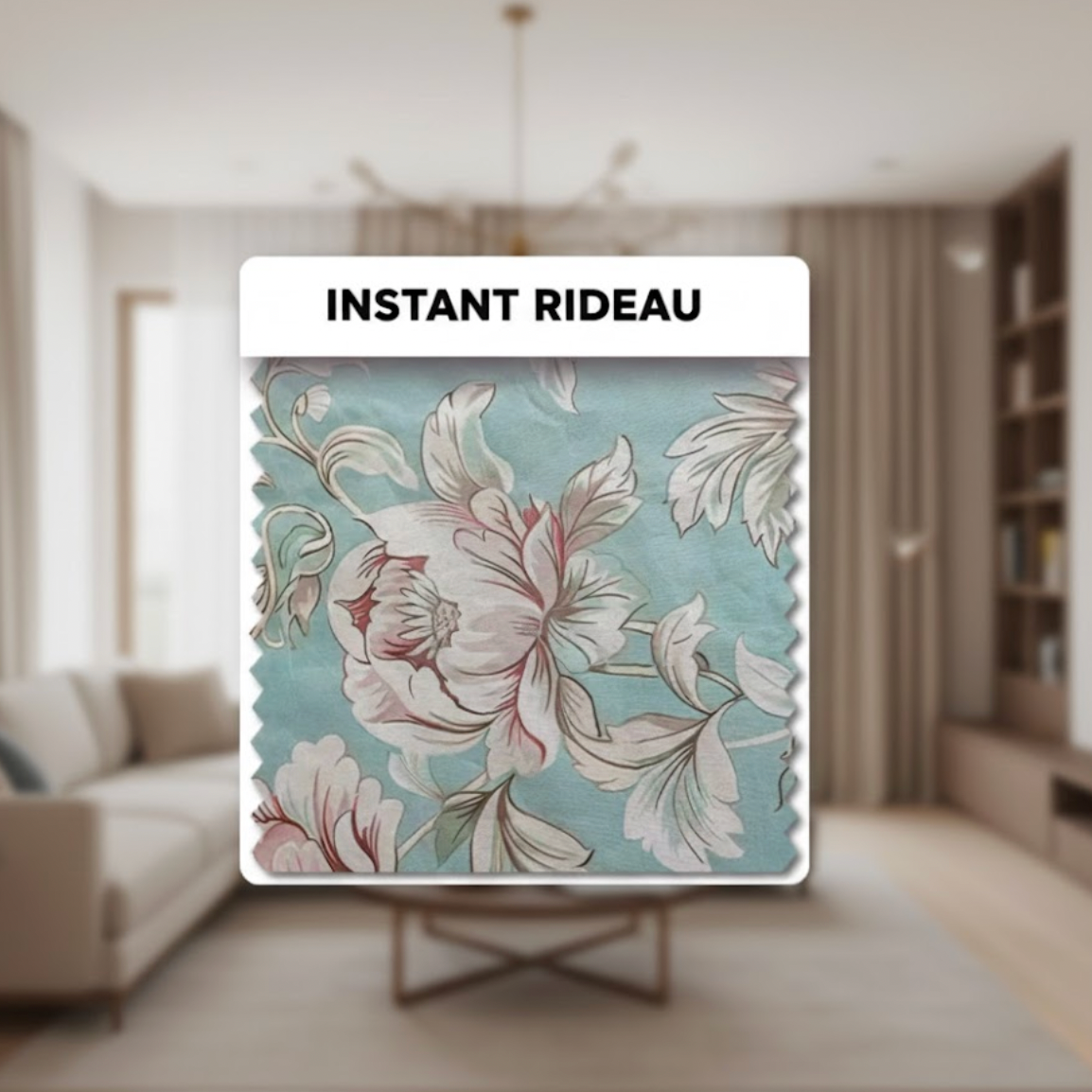 Rideau floral fond bleu très occultant | Outono | Instant Rideau