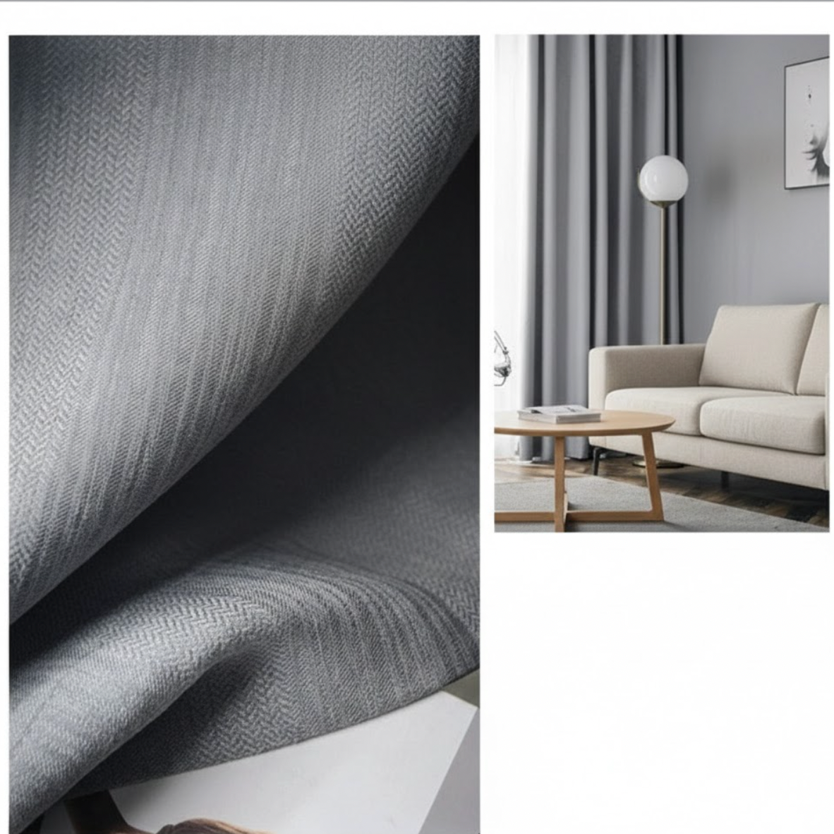 Rideau anti-bruit et occultant gris pour maison, chambre et salon | Silenza | Instant Rideau