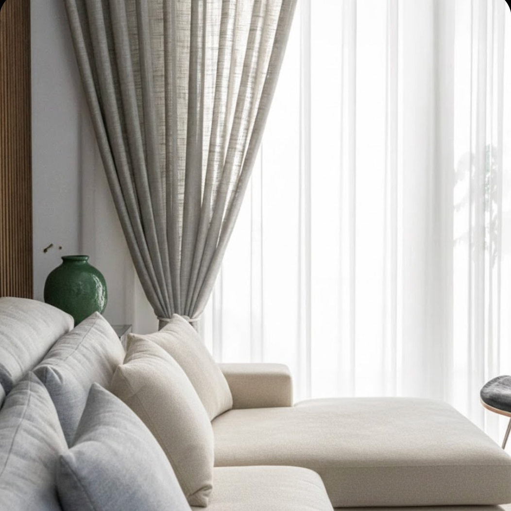 Rideau gris en lin naturel et coton oeillets | Épure | Instant Rideau