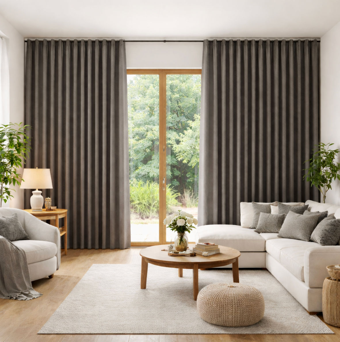Rideau gris disponible sur mesure pour un ajustement parfait et élégant | Sonara | Instant rideau