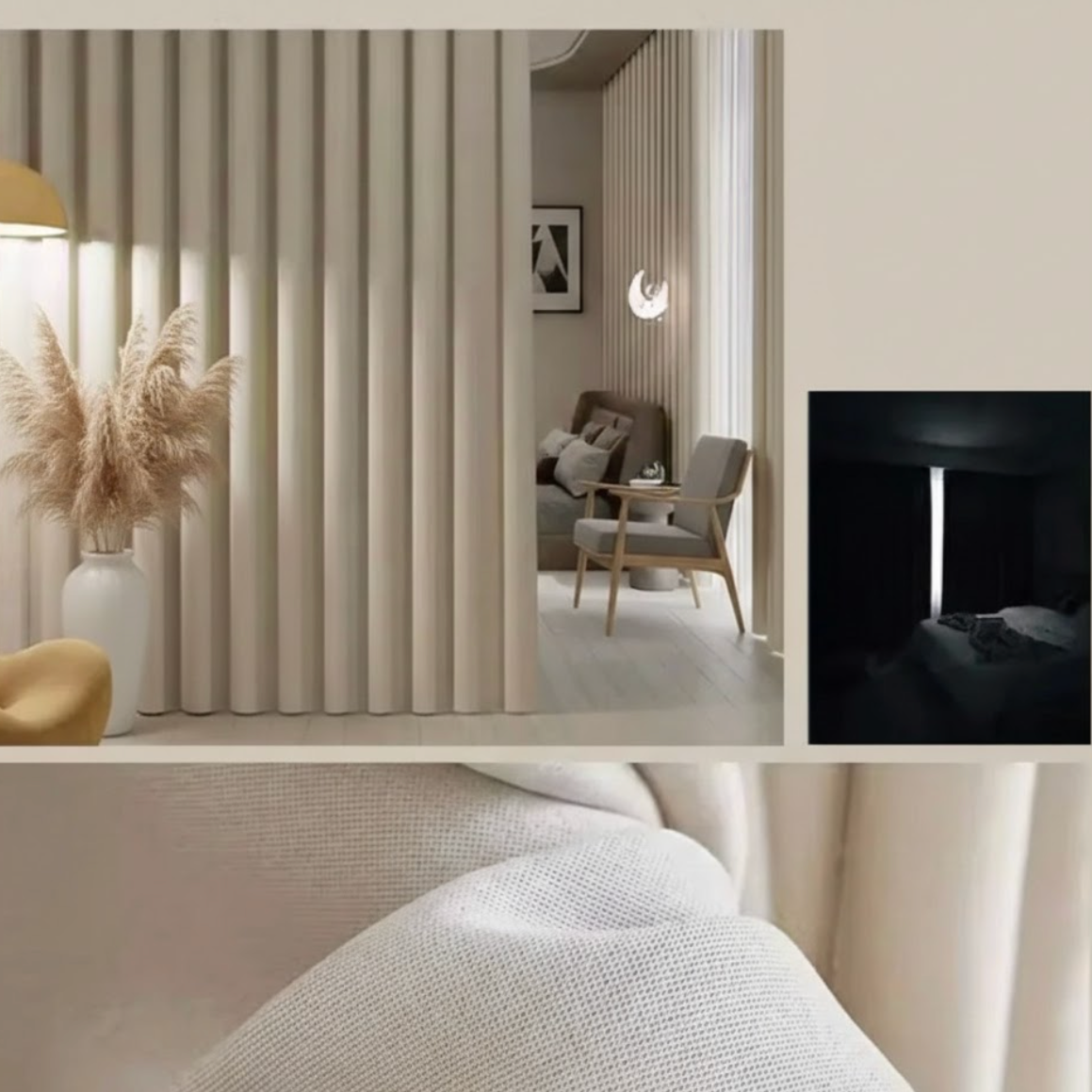 Rideau crème occultant et insonorisé pour créer une ambiance calme et feutrée dans la maison | Silencio | Instant Rideau