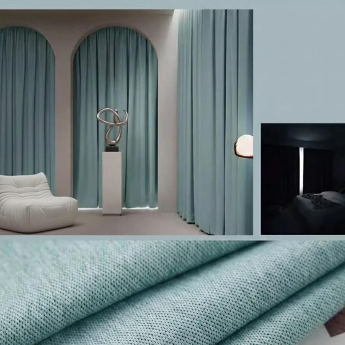 Rideau occultant et insonorisé bleu ciel pour une atmosphère calme et reposante à la maison | Silencio | Instant Rideau