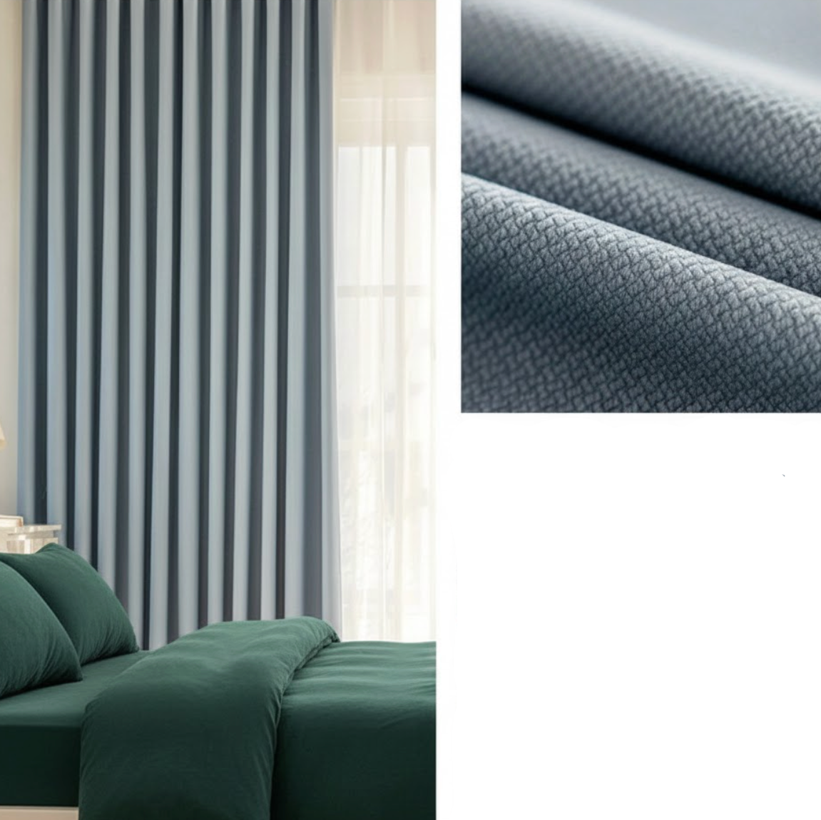 Rideau jacquard bleu | Imperial | Instant Rideau Bleu / L100 x H270 / Passe tringle