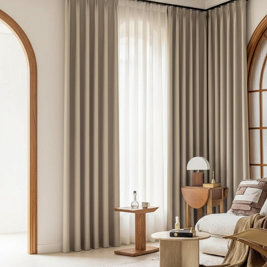 Rideau jacquard marron clair | Imperial | Instant rideau