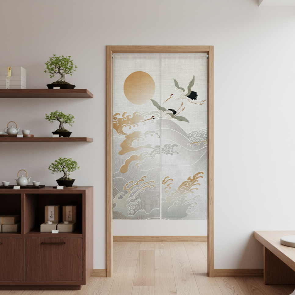 Rideau japonais blanc apportant sérénité et élégance dans une décoration apaisante | Noren | Instant rideau