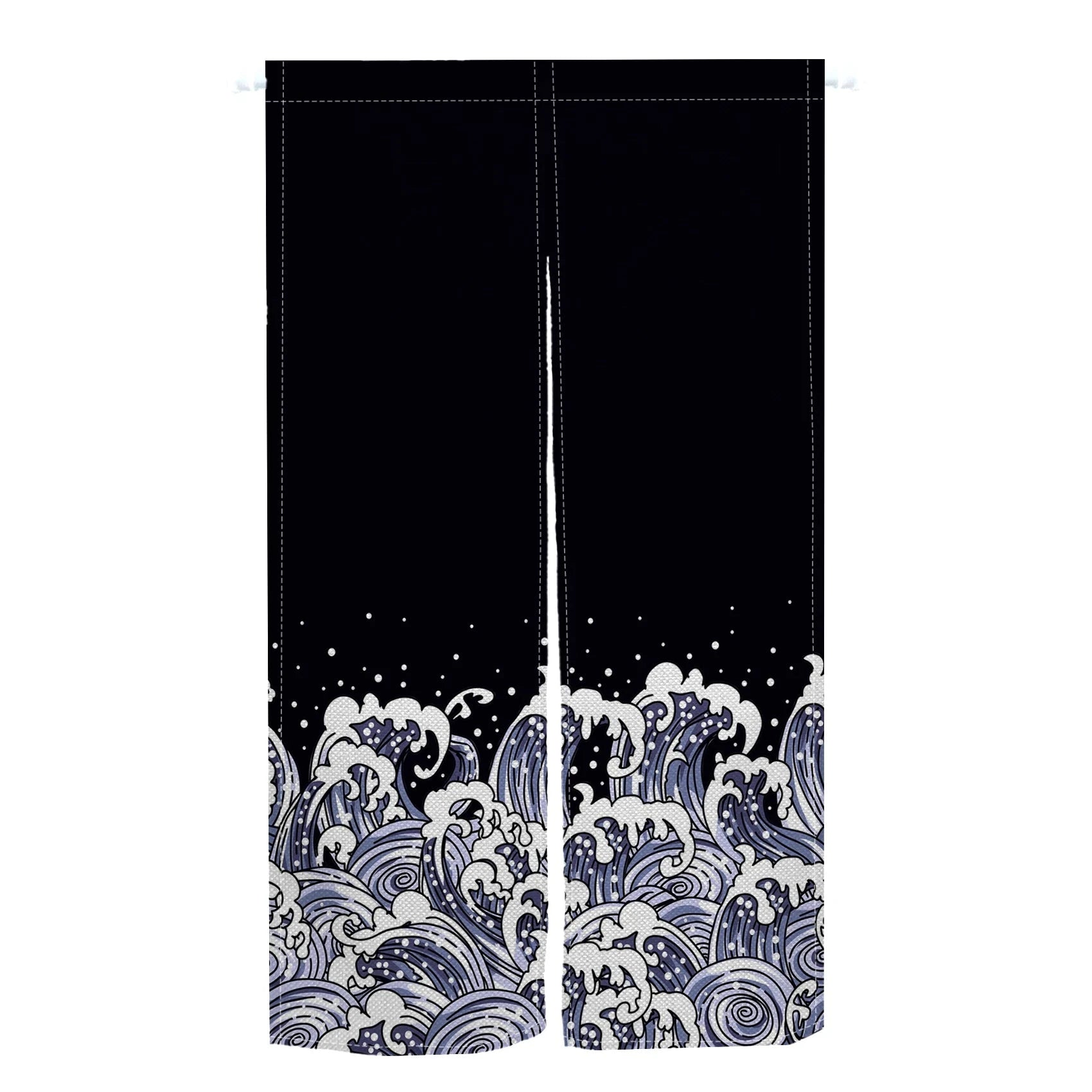 Rideau japonais noir | Noren | Instant Rideau Noir vague / L65 x H90