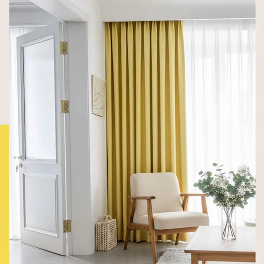 Rideau jaune insonorisé et occultant haute performance pour salon et chambre | Silenza | Instant Rideau