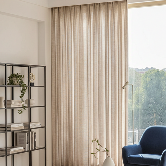 Rideau lin beige decoration fenetre | Lino | Instant Rideau Beige / Oeillets