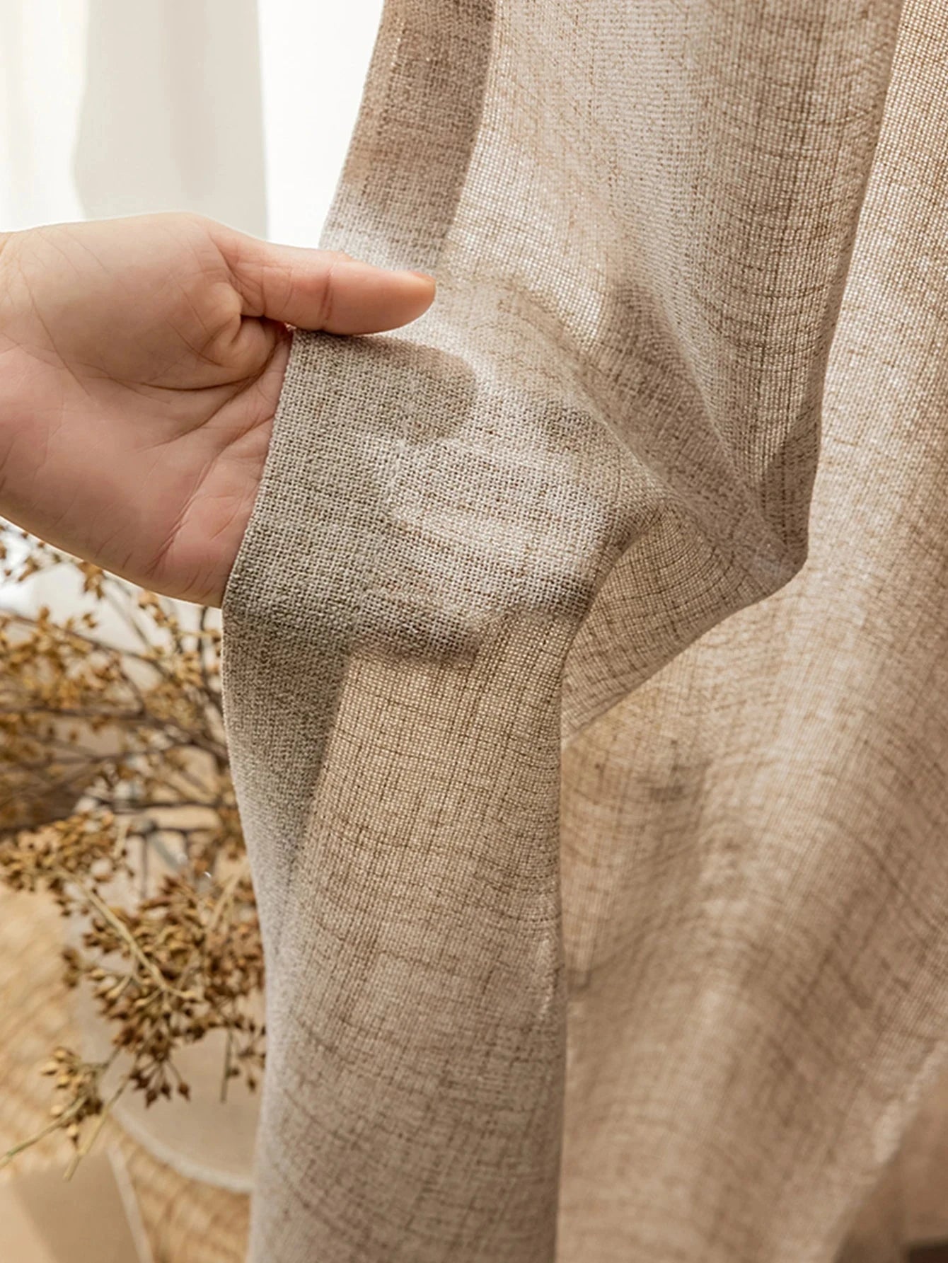 Rideau lin beige | Lino | Instant Rideau Beige / L130 x H100 / Oeillets