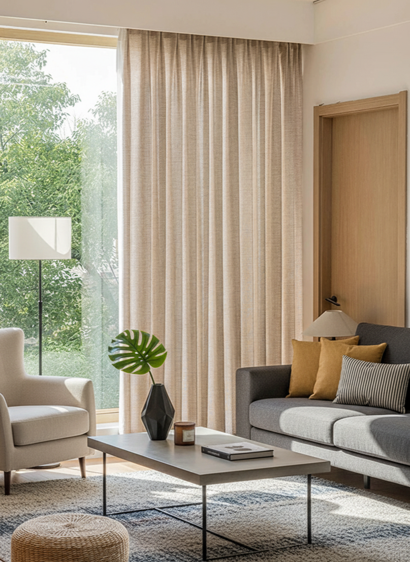 Rideau lin beige salon| Lino | Instant Rideau Beige 