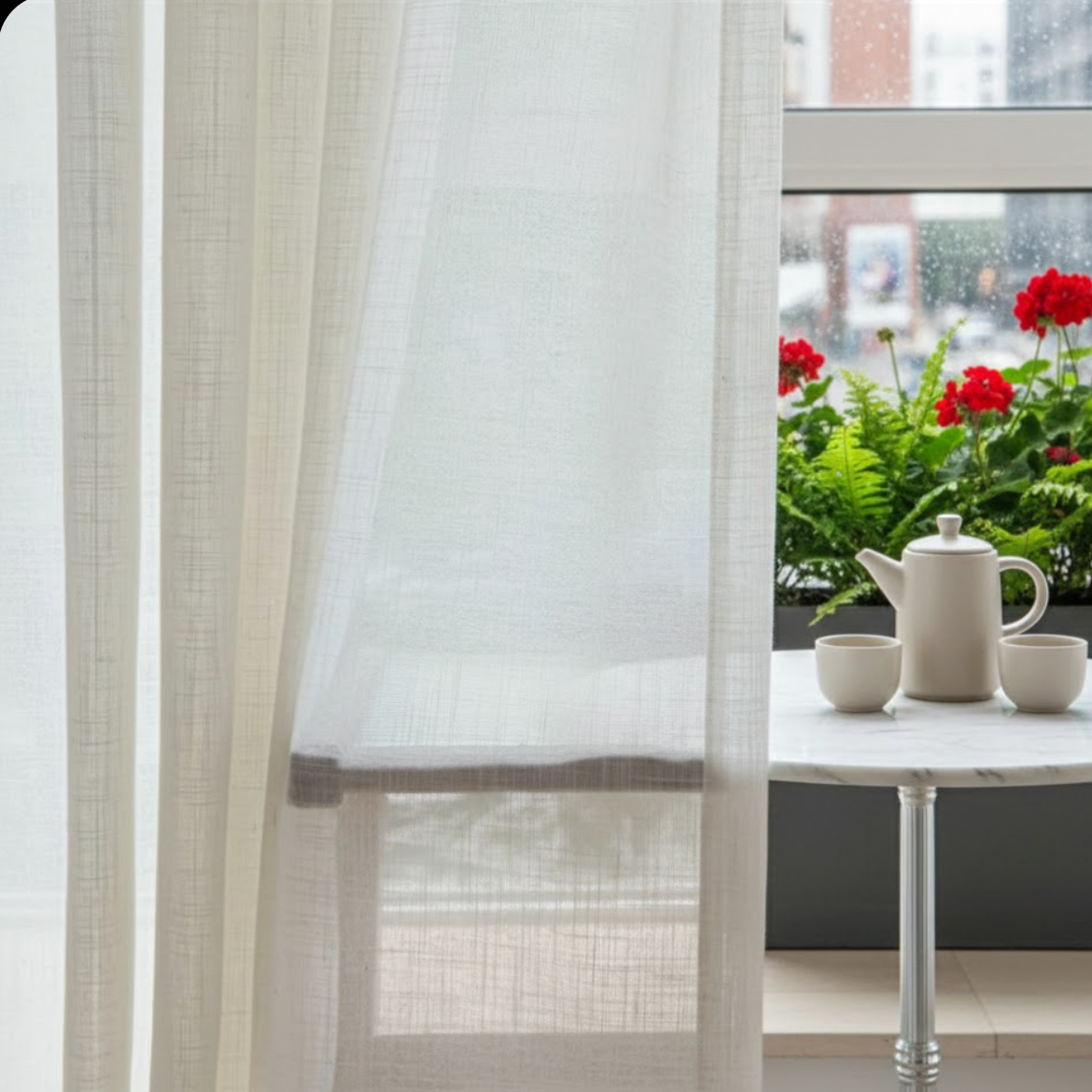 rideau lin polyester entretien facile lavage main | Linera | Instant Rideau