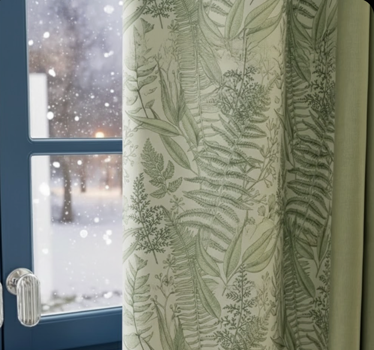 Rideau de luxe en chenille verte avec occultation douce et tombé fluide | Matina | Instant Rideau
