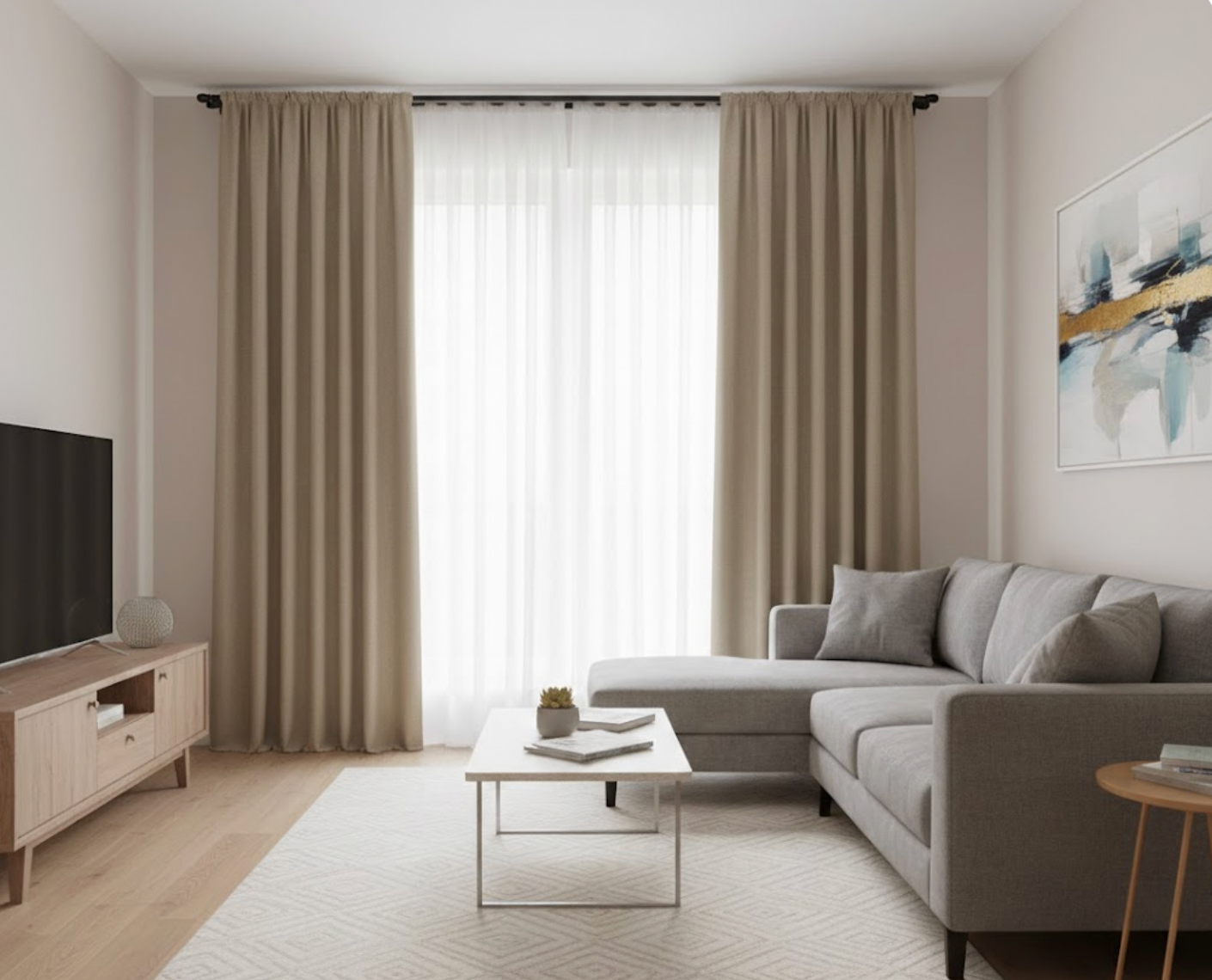 Rideau décoratif marron en chenille, occultant et haut de gamme pour intérieur | Rups | Instant Rideau