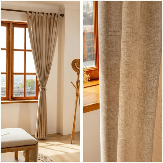 Rideau marron pour salon, créant un espace convivial et moderne tout en apportant confort et style | Lineo | Instant Rideau