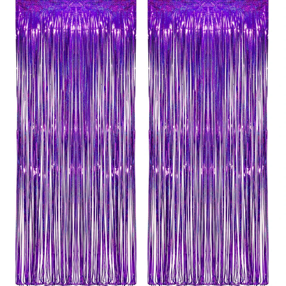 Rideau à franges violet pour créer un fond photo élégant | Instant Fêtes