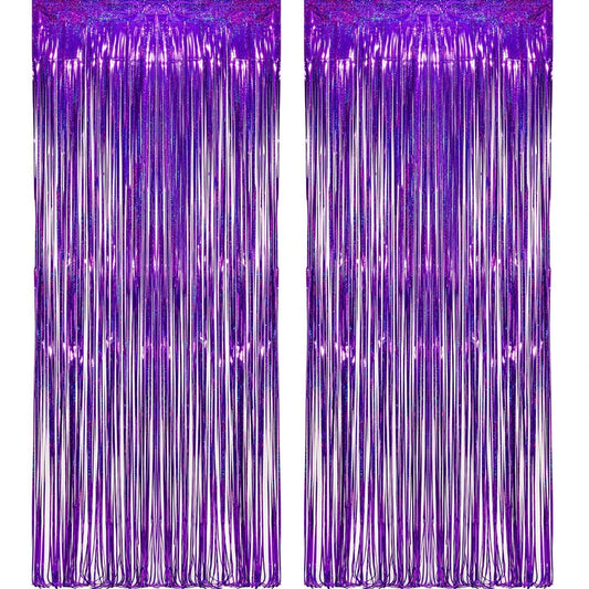 Rideau à franges violet pour créer un fond photo élégant | Instant Fêtes