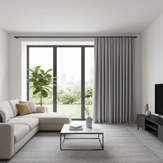 Rideau isolant phonique gris clair apportant confort et tranquillité à votre intérieur | Silencio | Instant rideau