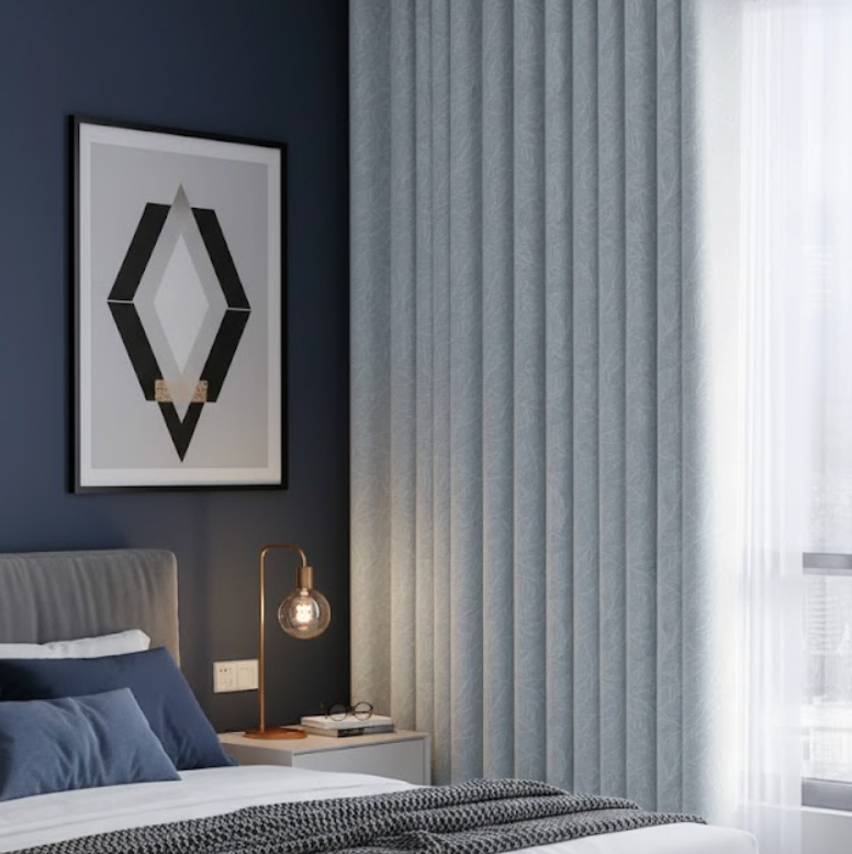 Rideau occultant isolant bleu ciel en chenille | Héritage | Instant Rideau