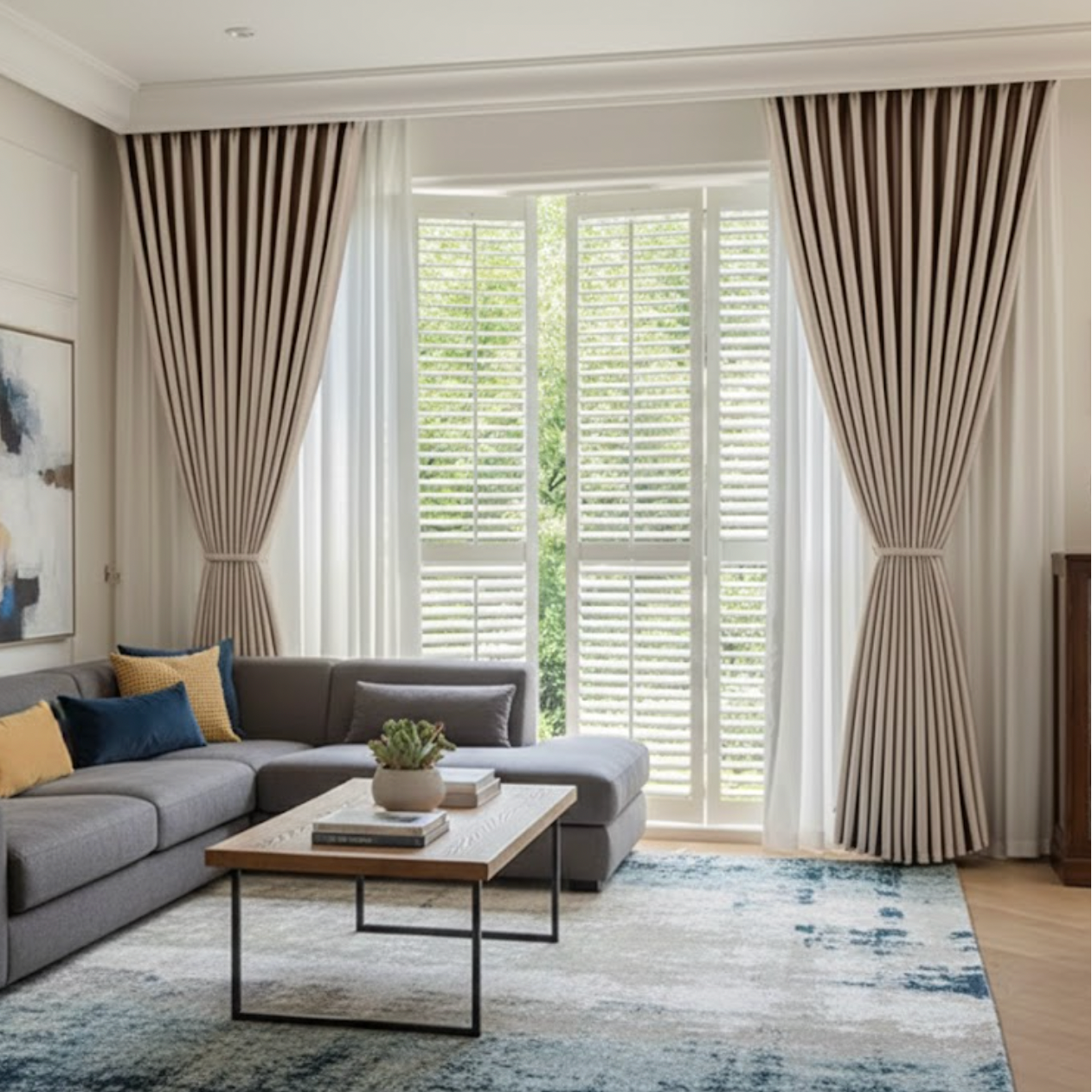 Rideau occultant anti-bruit sable crochets  | Calm | Instant Rideau