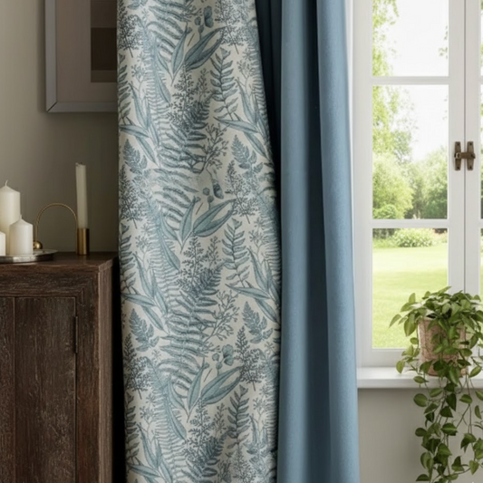 Rideau en chenille bleu à occultation douce, décoration intérieure haut de gamme | Matina | Instant Rideau
