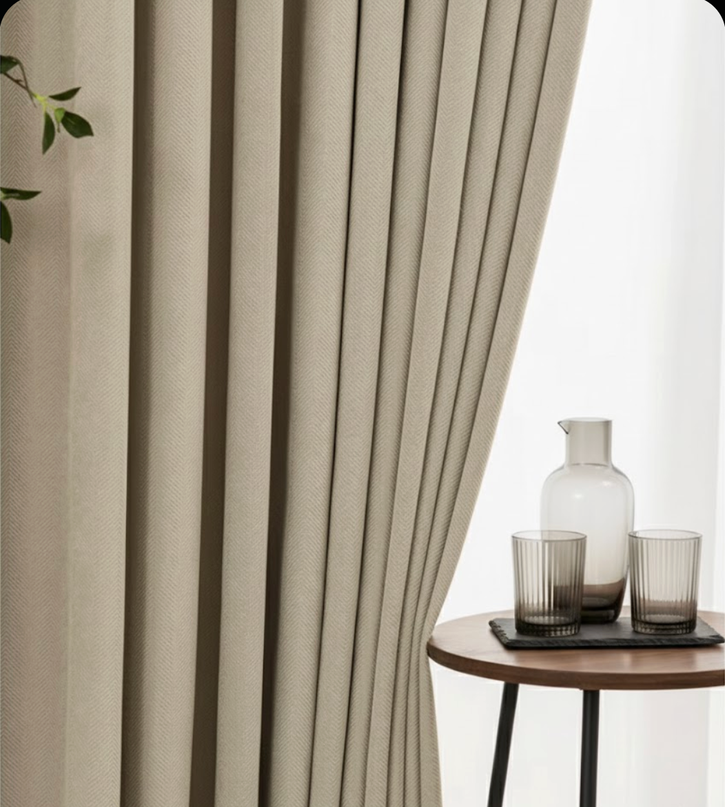 Rideau occultant épais beige motif | Velunia | Instant Rideau