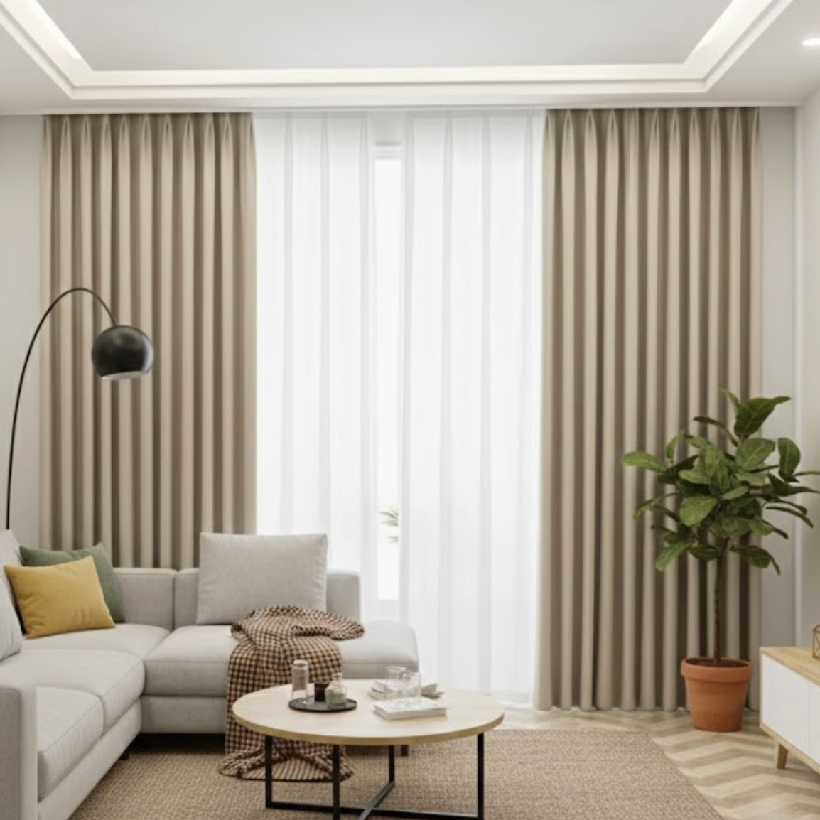 Rideau occultant épais beige | Velunia | Instant Rideau