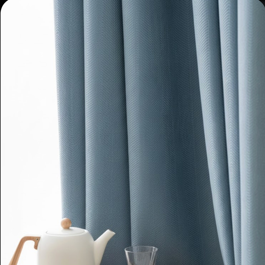 Rideau occultant epais bleu tissus | Velunia | Instant rideau