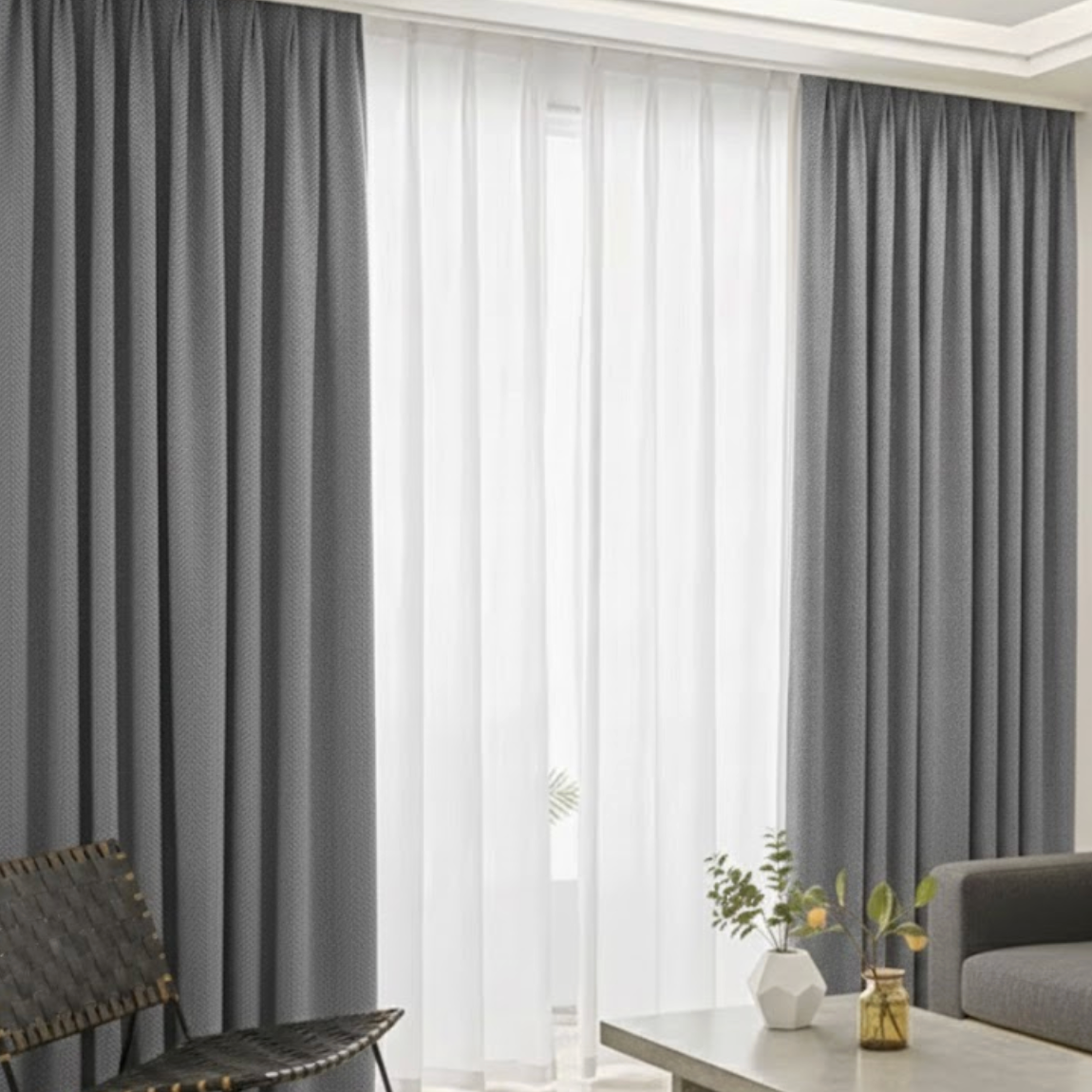 Rideau occultant epais gris salon | Velunia | Instant Rideau